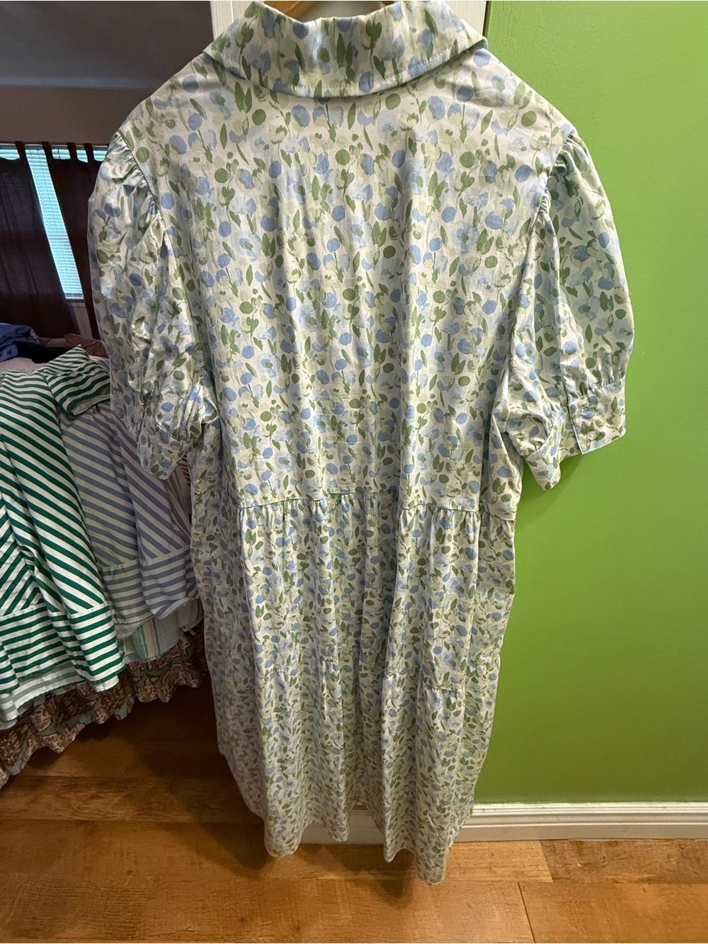 Light Blue & Green Floral Button-Front Maxi Dress - Picture 3 of 3